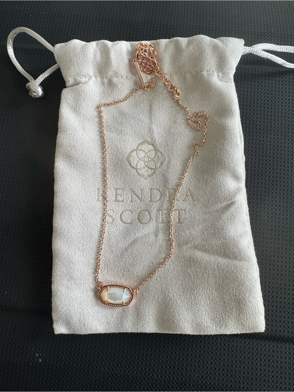 Kendra Scott Rose Gold Necklace with White Opalescent Pendant